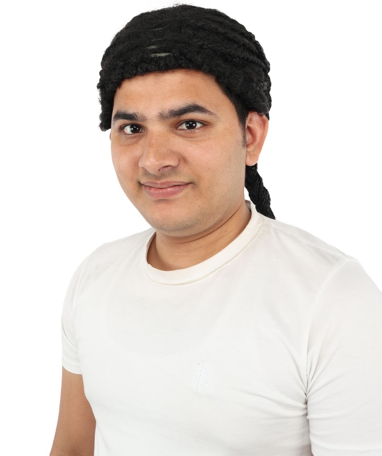 Men Cornrow Braided Dreadlock Wig, Deep obsidian tone, create of synthetic fiber