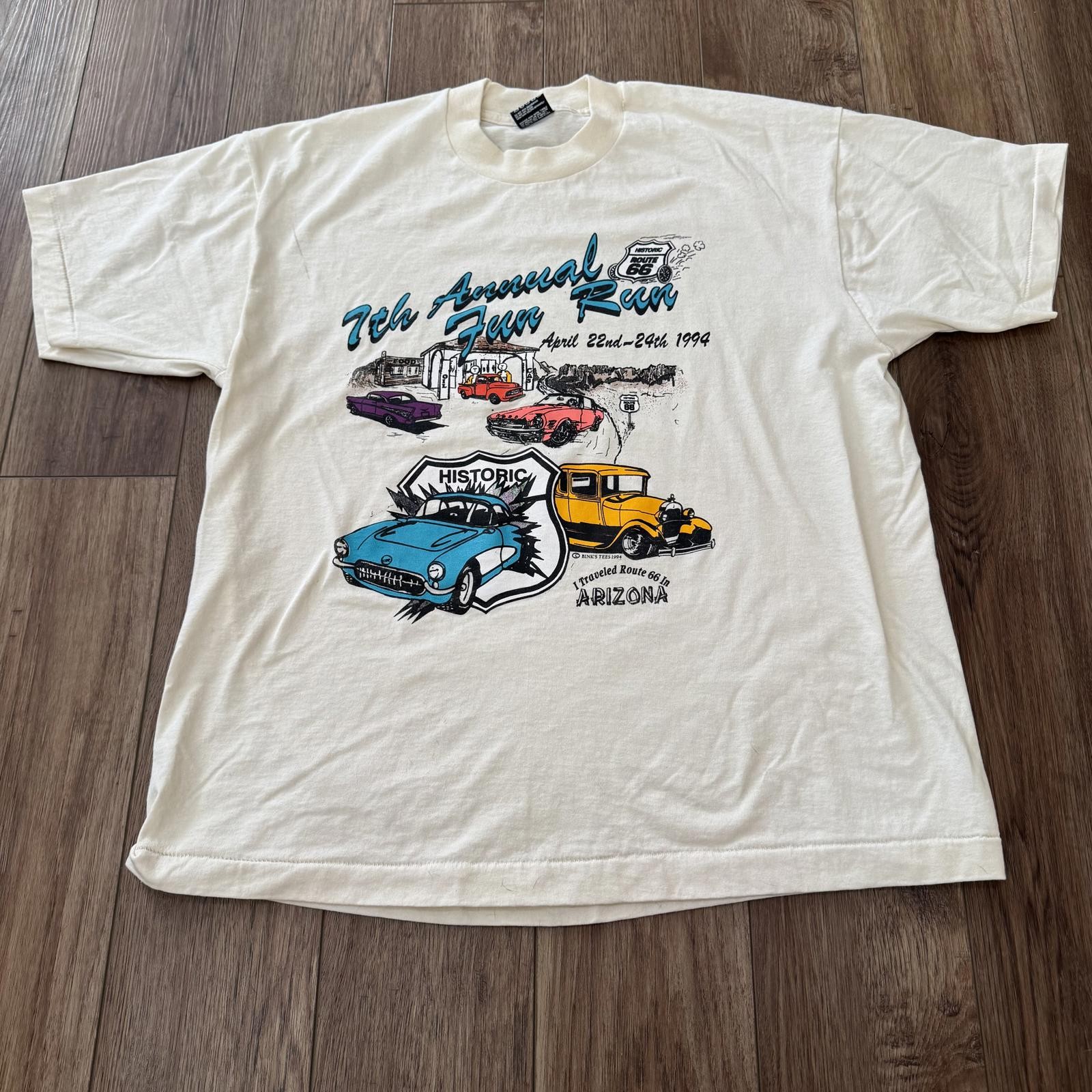 Vintage 90s Route 66 Classic Cars Fun Run Arizona Shirt