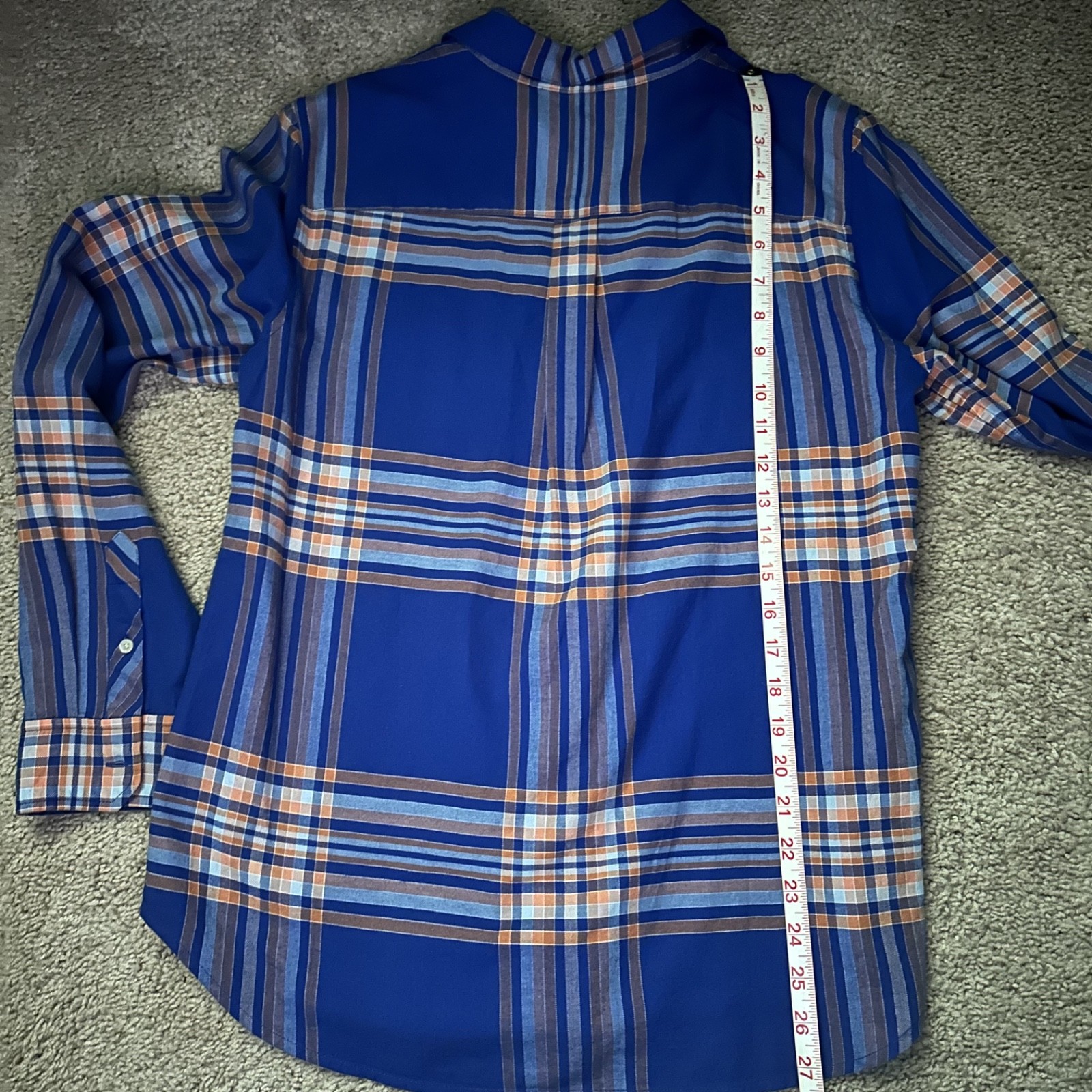 LL Bean Signature Blue Plaid Lightweight Flannel 100% Cotton, Womens Medium