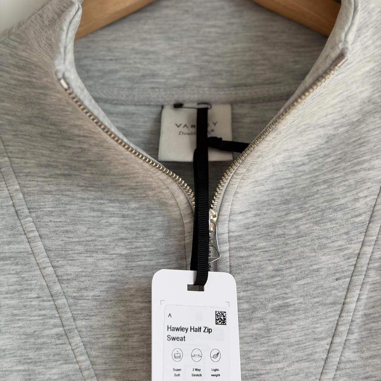 Varley Hawley Half-Zip Sweat in Light Grey Marl, Size Small