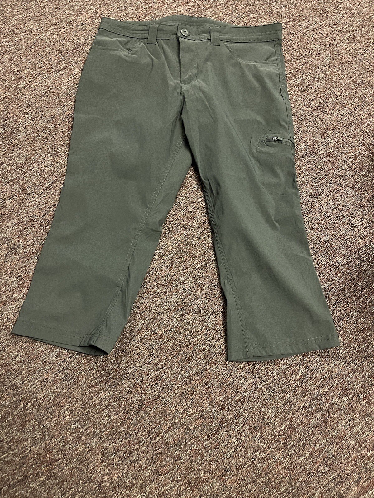 Eddie Bauer Womens Rainier Capri Pants Size 12 Black Hiking Active Cinch Knee