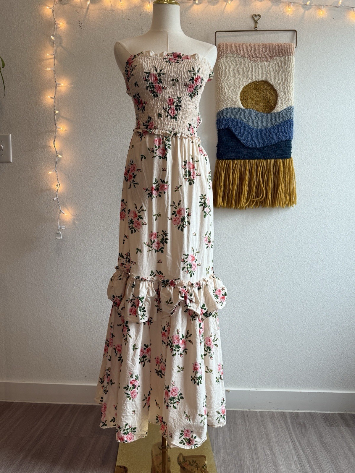 Happy x Nature Women’s XS Dress smocked Floral Boho By Kate Hudson