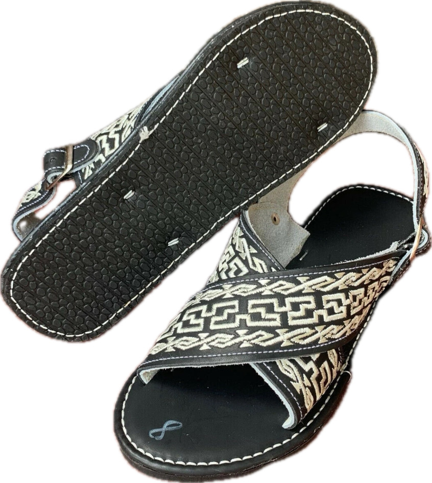 HURACHE CRUZADO MEXICANO ACOJINADO MENS LEATHER MEXICAN PITEADO CUSHIONED SANDAL