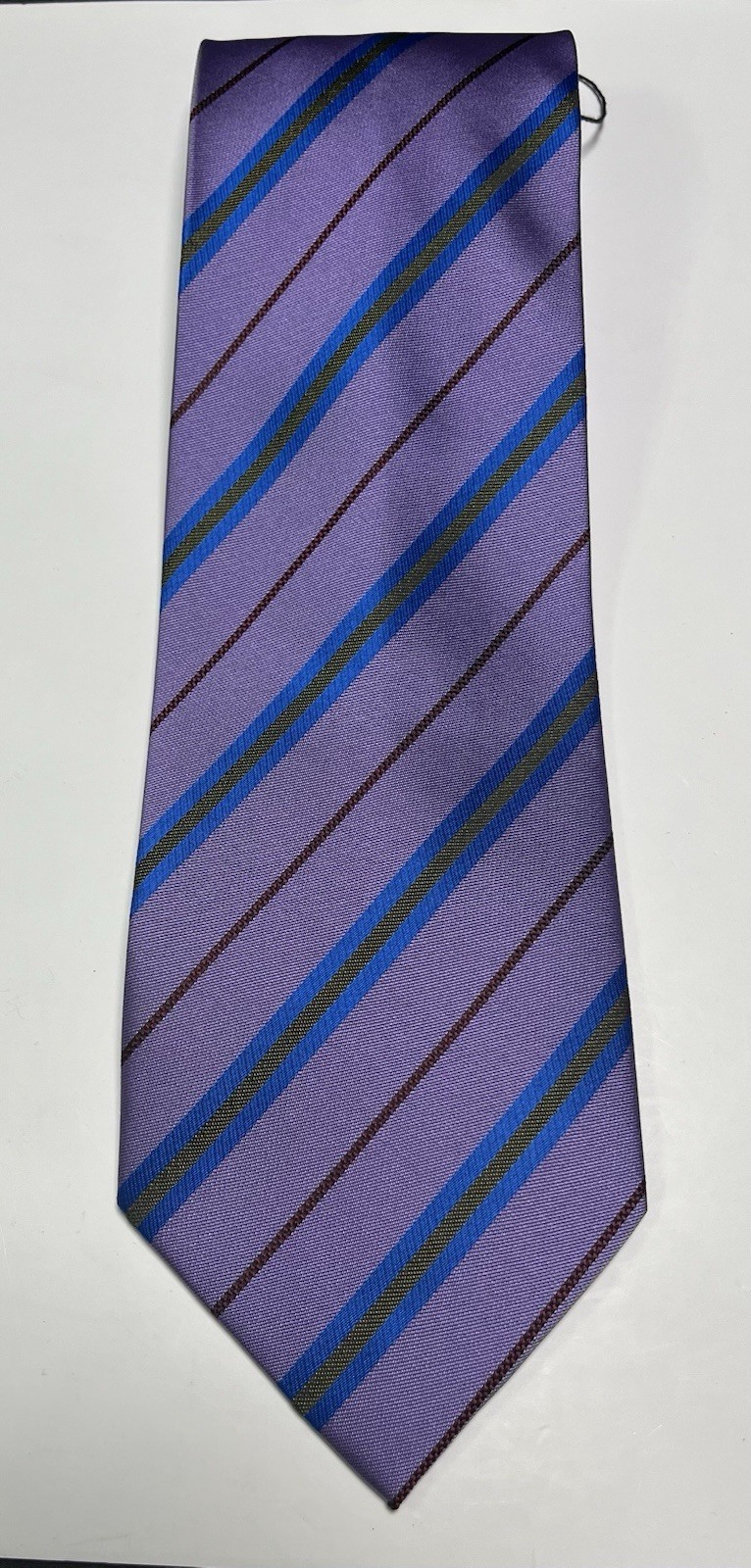 Uomo Venetto Silk Tie Purple Stripe 58X3.75 Made Italy NWT
