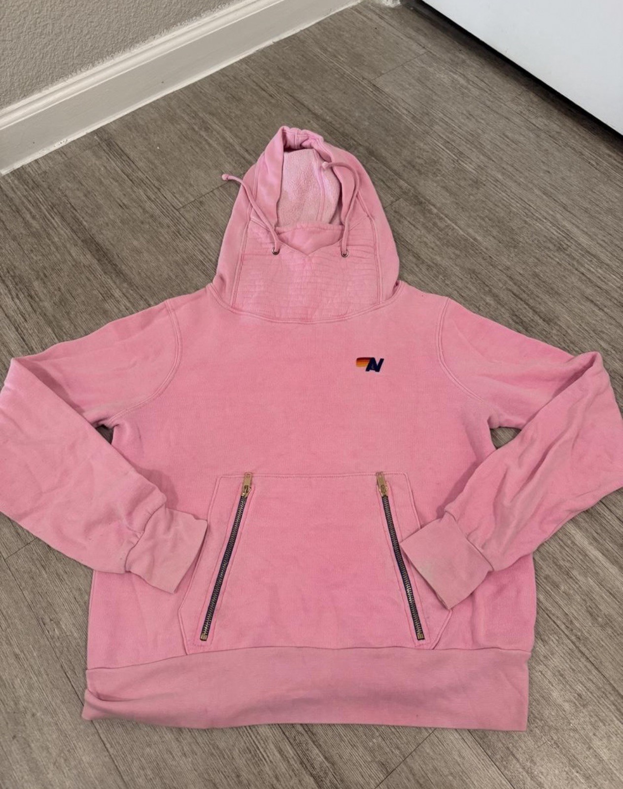 Aviator Nation Ninja Pullover Hoodie Neon Pink, Cotton Blend, Size XS