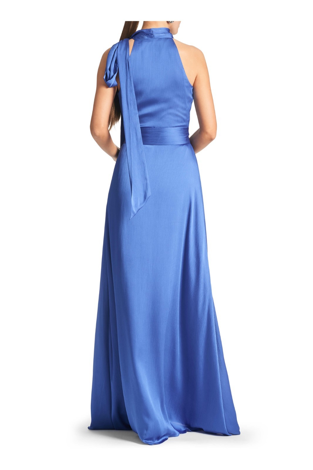 NWT $285 Sachin & Babi Kayla French Blue Satin Tie Neck Gown 6