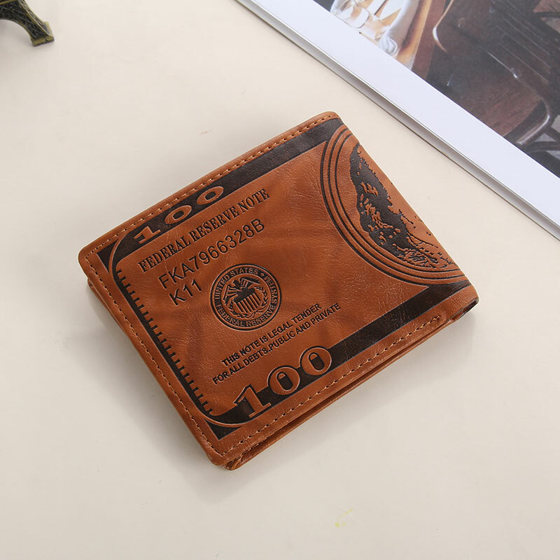 Men’s US 100 Dollar Bill Leather Wallet Bifold Card Photo Holder Slim Thin Purse