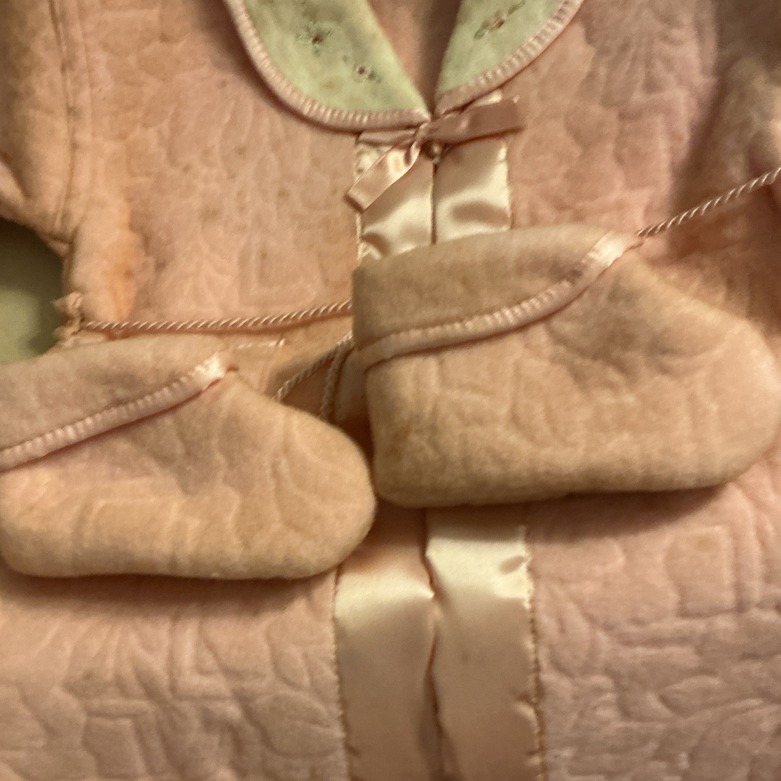 Beacon Vintage 1939 Pink Velour Newborn Robe & Booties 2pc Set