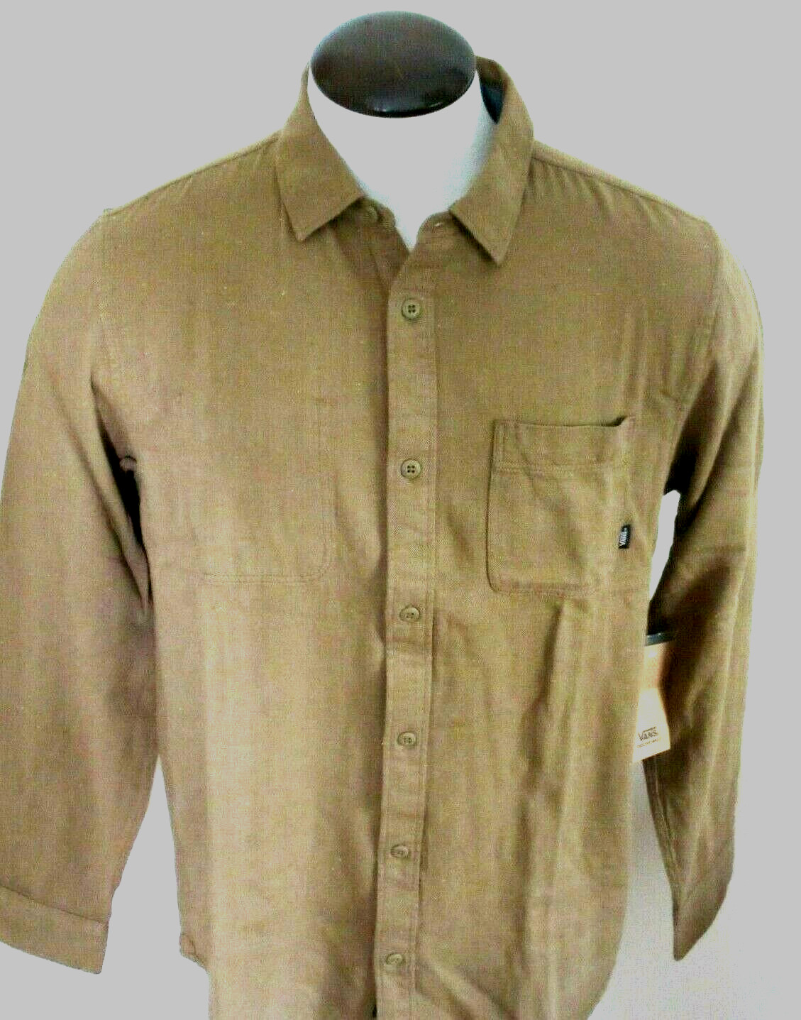 Vans Jacobson Men’s LS button up Cotton shirt Brown Speck Size Medium NWT