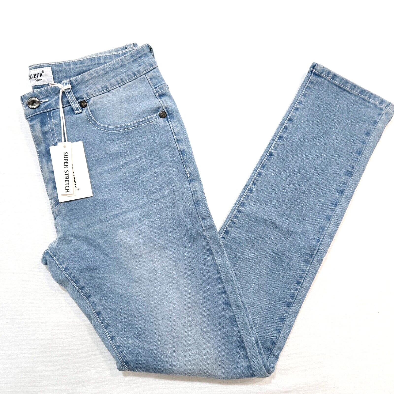M.Society Men’s 32×32 Skinny Fit Tint Ice Blue Jeans Solid Stylish Denim Premium