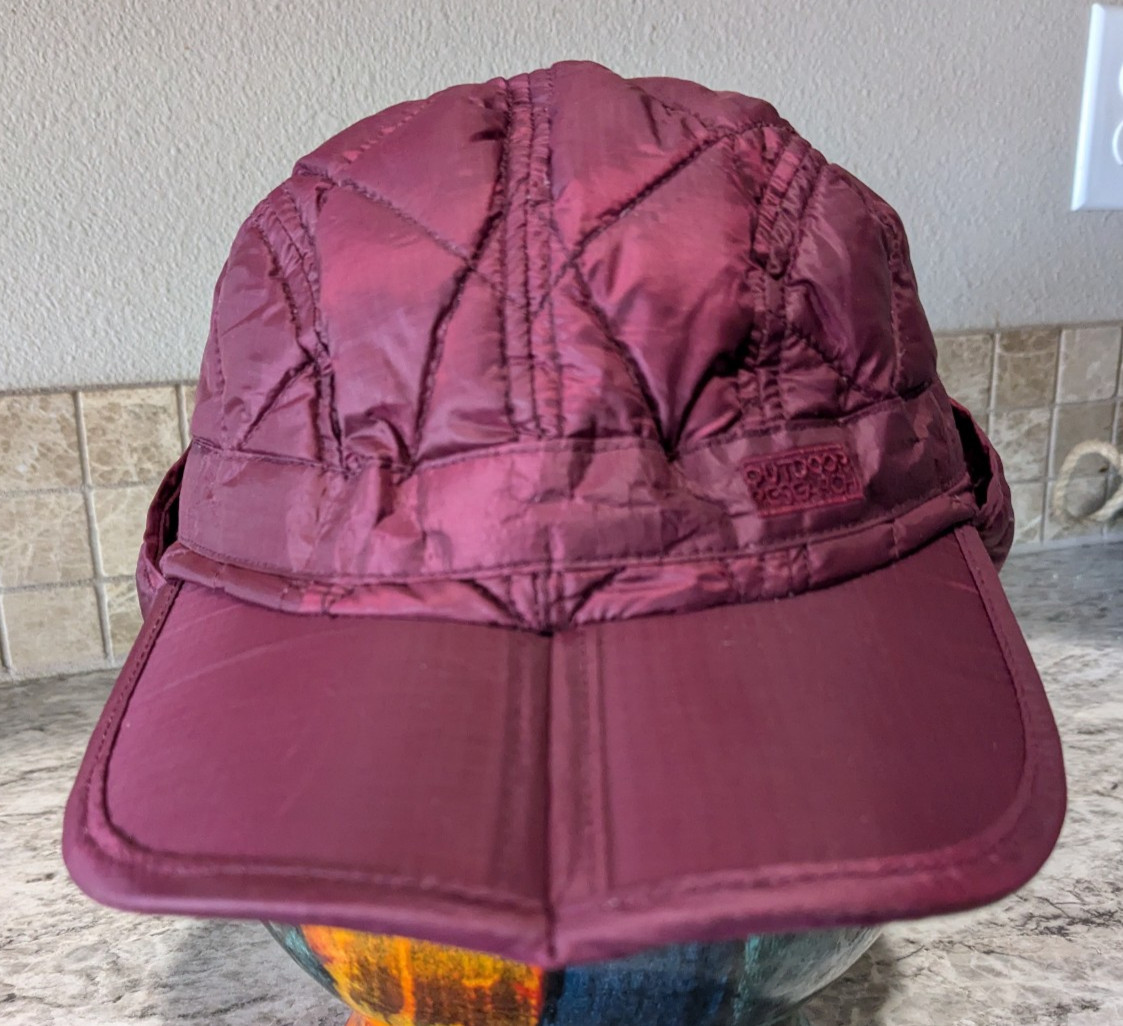 Outdoor Research Foldable Insulated Cap Hat w/ Ear Flaps – Maroon – Large