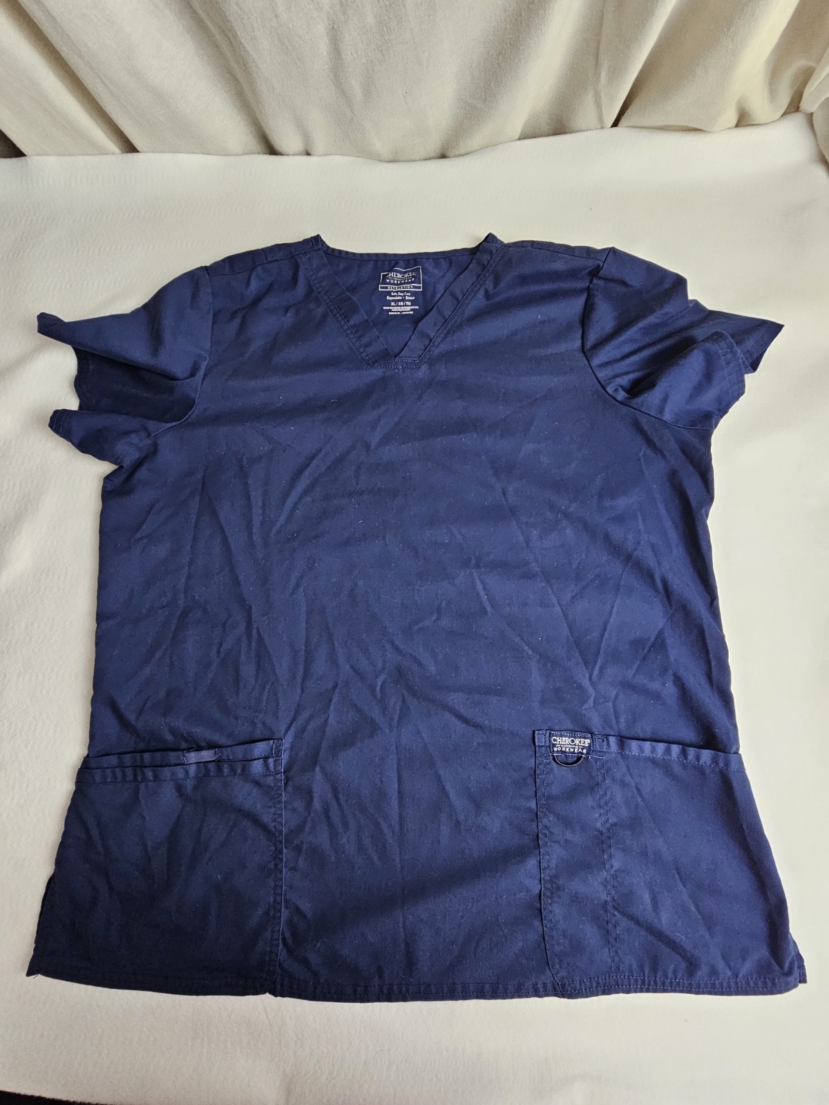 Cherokee Workwear Revolution Scrub Top XL Navy Blue Pit To Pit 24in V-neck