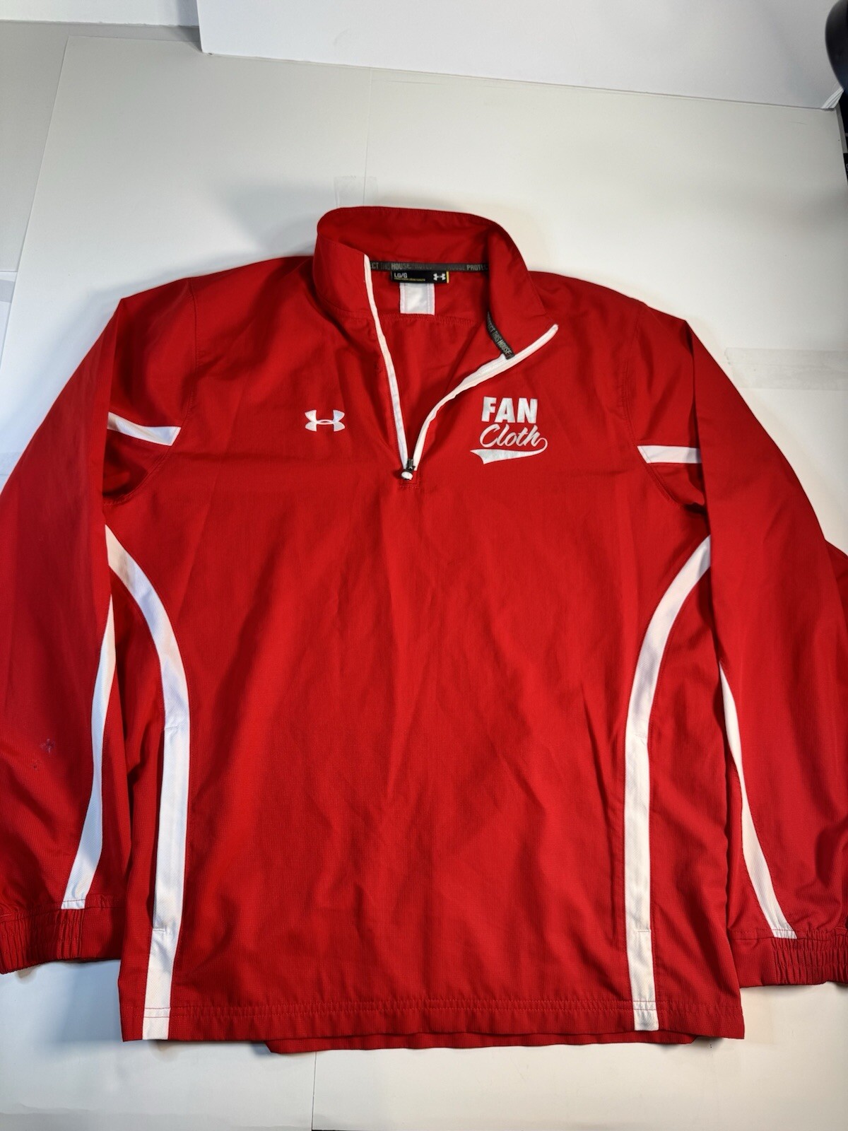 Under Armour Men’s Fan Cloth 1/4 Zip Jacket Pull Over Mens Size Large RED