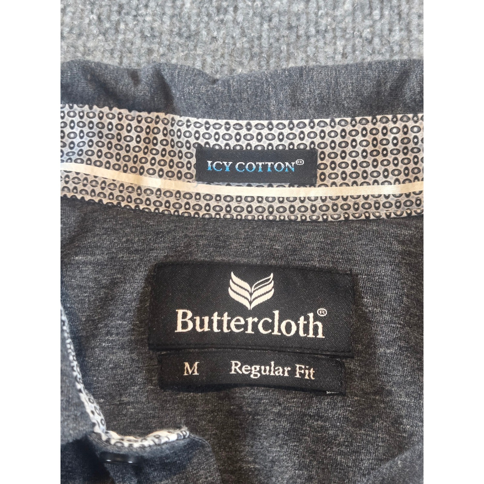 Buttercloth Icy Cotton Mens Short Sleeve Button Down Shirt Gray Regular Fit M