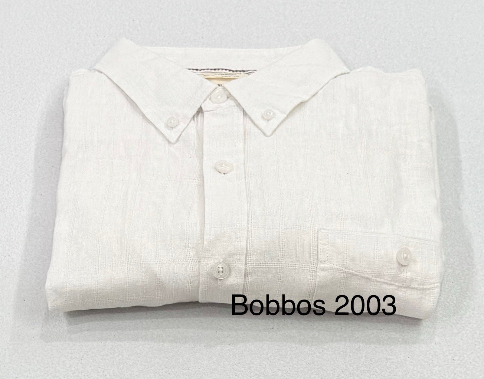 Weatherproof Vintage Men’s Washable Linen Short Sleeve Woven Shirt, White, L