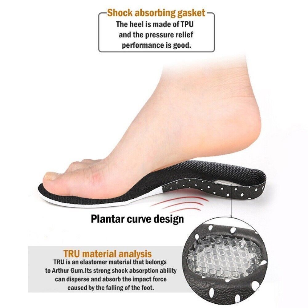 Men Insoles Gel Orthotic Sport Running Insert Shoe Pad Arch Support Heel Cushion