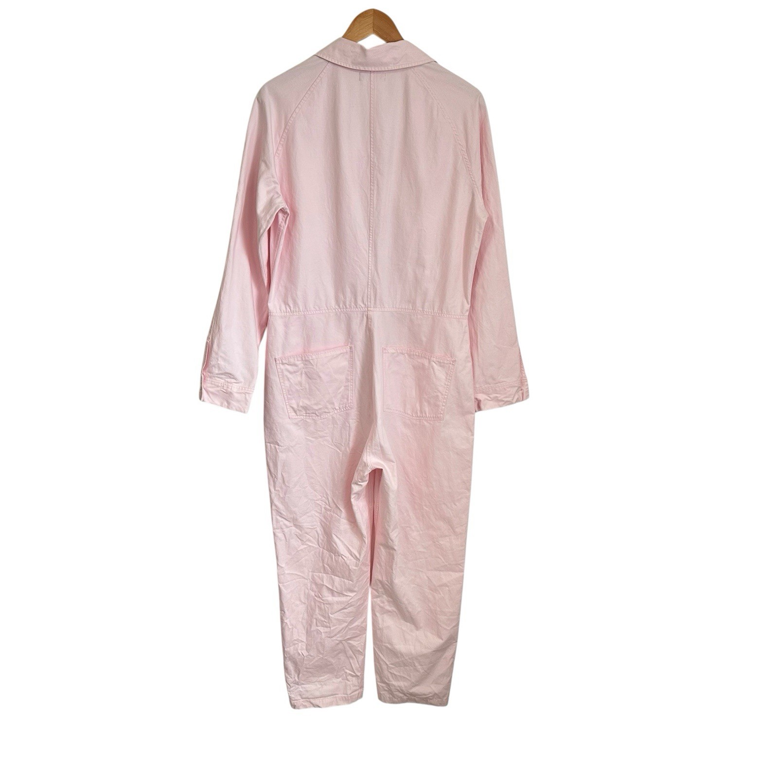 Outerknown Women Utility Jumpsuit Boiler Suit Sz Med Pink Cotton Linen Coveralls