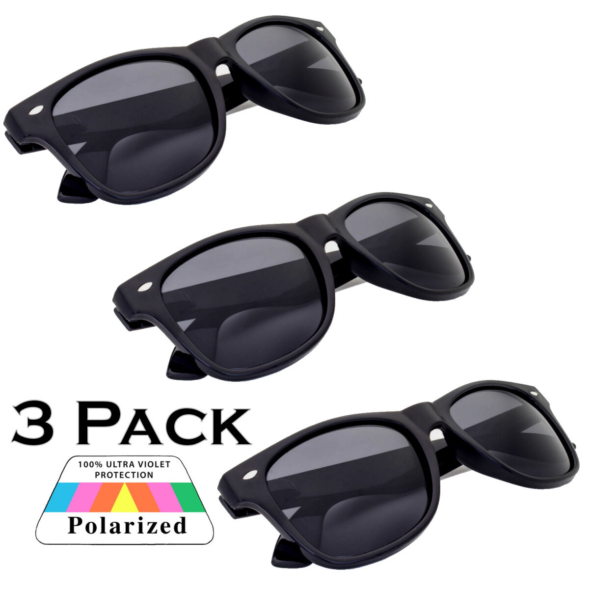 2, 3, 4 or 6 Bulk Pair Retro Square Frame Polarized Sunglasses Men Women UV400