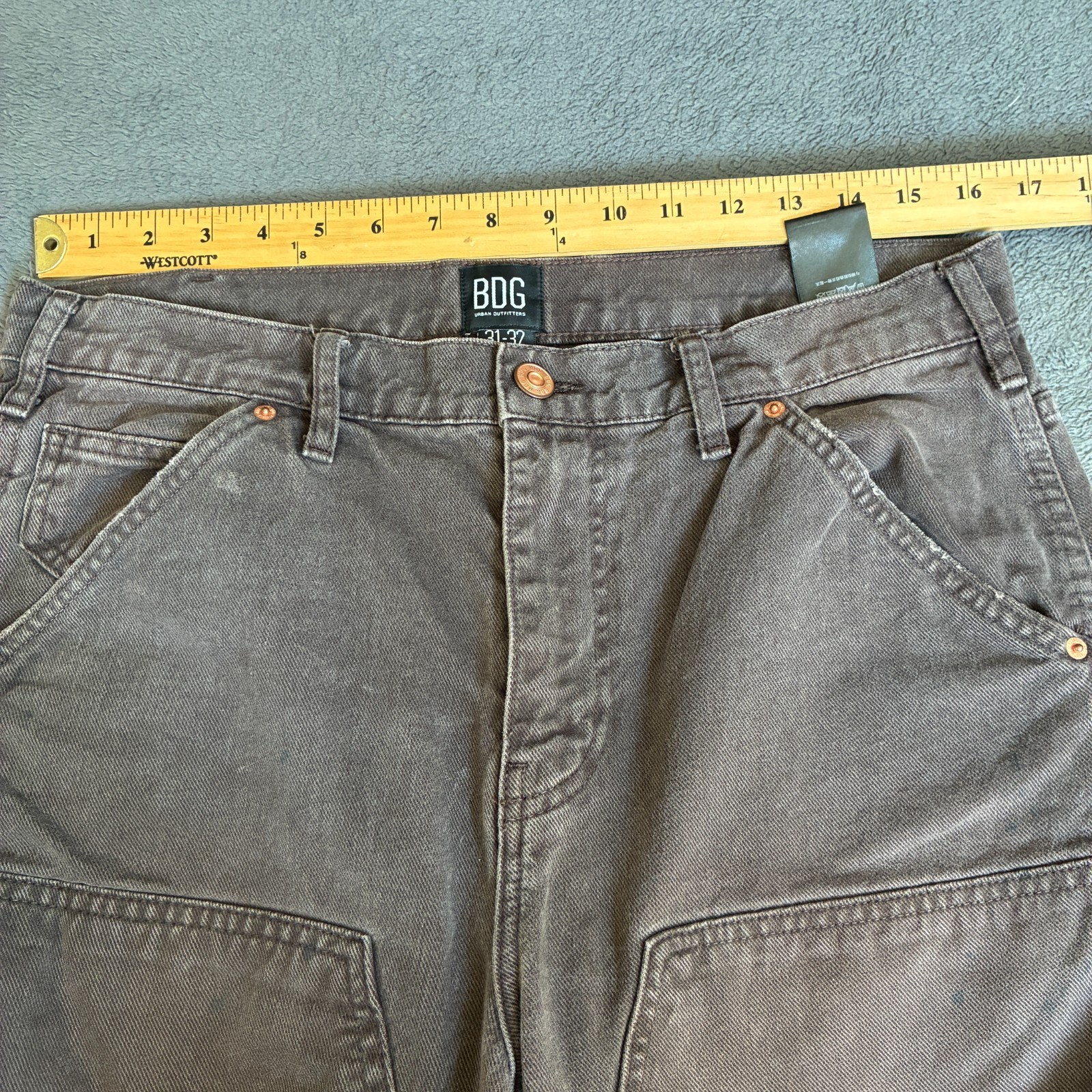 BDG Brown Heavy Workwear Double Knee Hammer Loop Carpenter Pants Mens Size 31×32