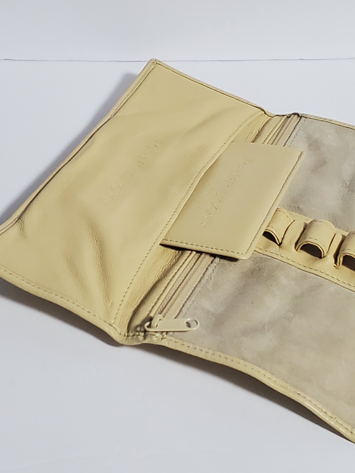 Penhaligon’s Nappa Leather Beige Leather Makeup Brush Holder Travel Pouch
