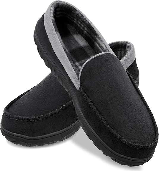 Mens Moccasin Slippers Microsuede Memory Foam House Shoes Indoor Outdoor USA NEW