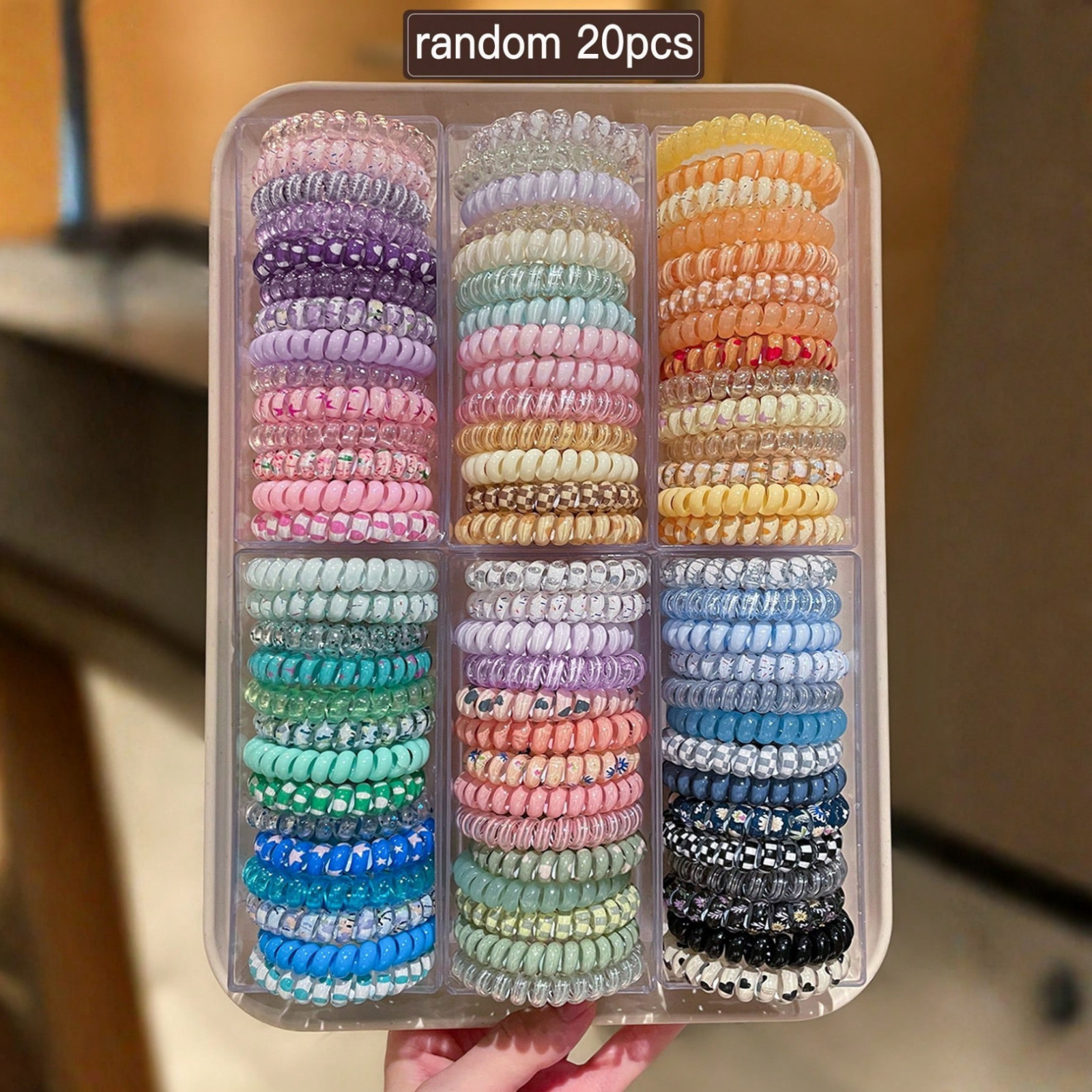 20pcs/Pack Random Color Spiral Hair Ties High Elasticity Hair Scrunchies
