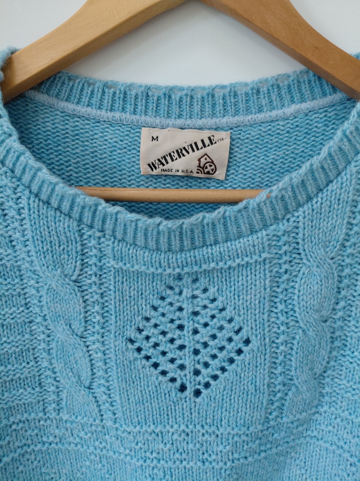 Waterville Cable Knit Pullover Blue Sweater Womens Medium