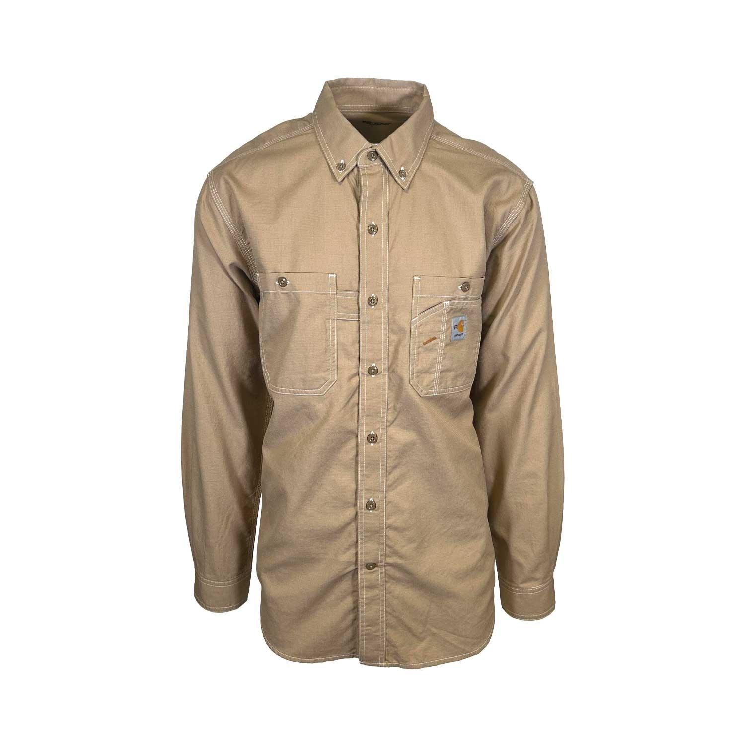 Carhartt FR Men’s Dark Khaki Shirt Flame Resistant Long Sleeve Lightweight (S04)