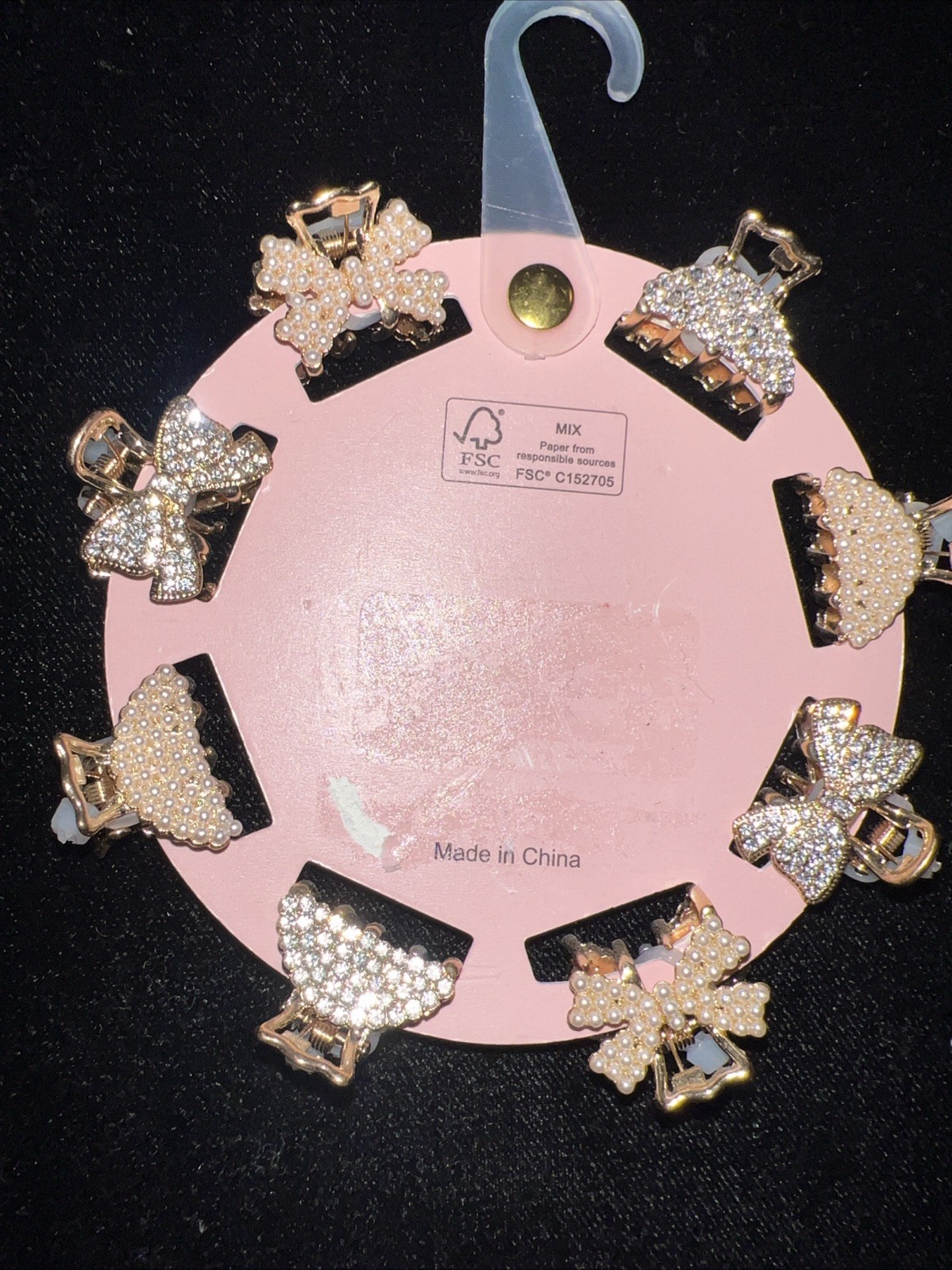NEW piper . k – Pearl & Rhinestone Embellished Mini Claw Clips – Gold/White