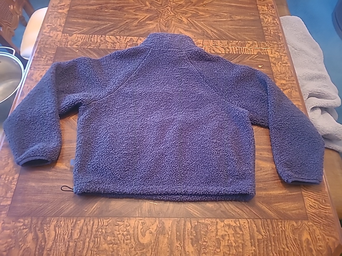 2 Joy Lab 1/2 Zip Sharpa Pullover Blue & Gray Cropped Plush Drawstring Hem…