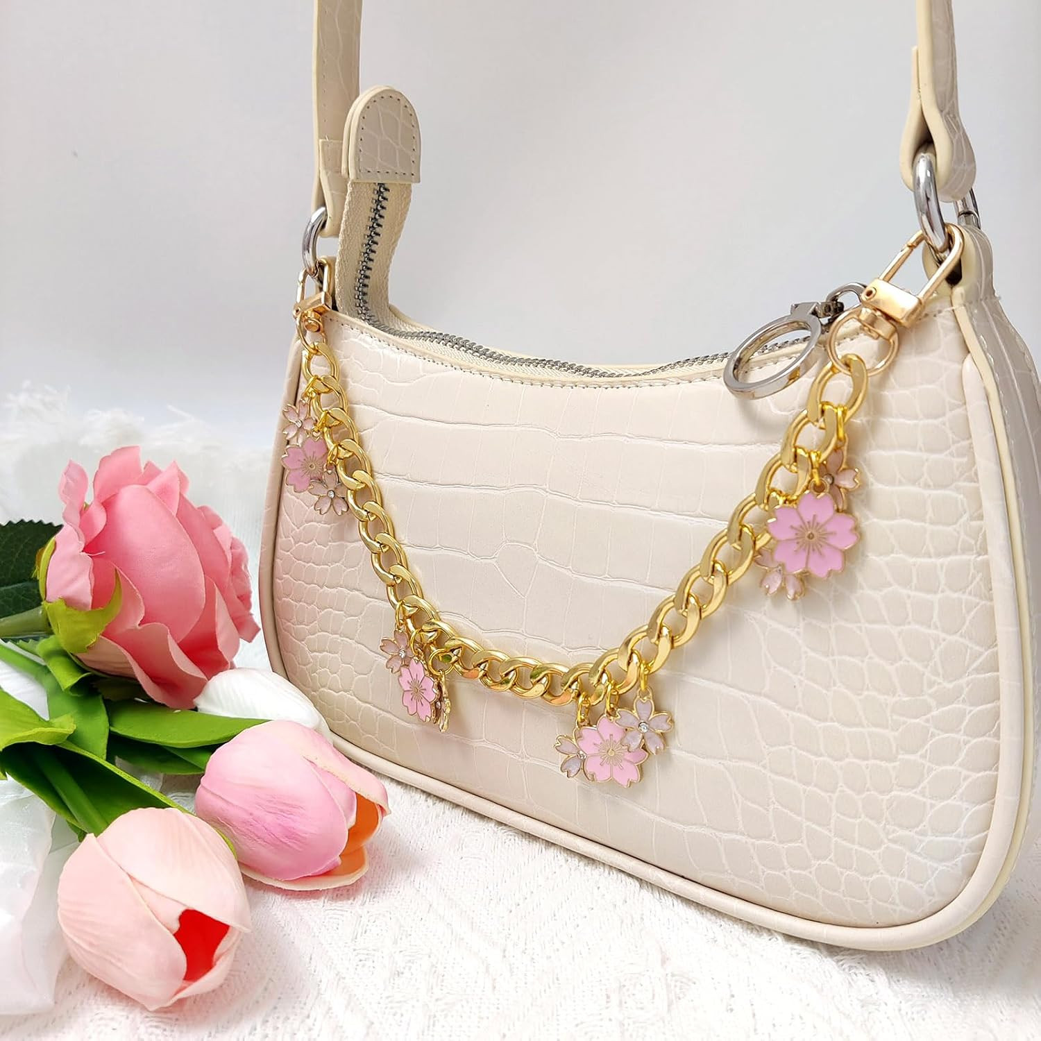 Purse Extender Chain Pearl Cherry Purse Chian Strap Replacement Short Chain Stra