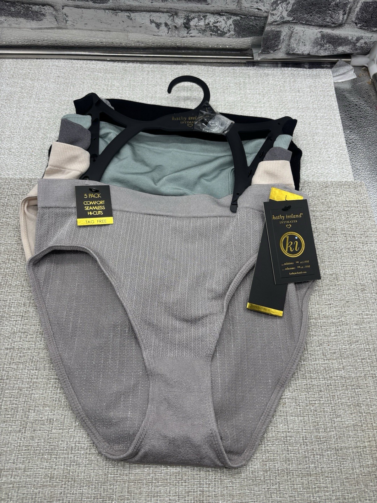 Kathy Ireland Comfort Seamless Hi Cut Panties/Briefs 5 Pack Multi Color Size Lg