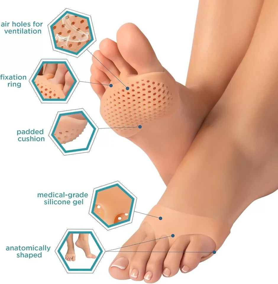 2 Pair Silicone Gel Metatarsal Pads for Women Men Pain Relief Foot Cushion Gift