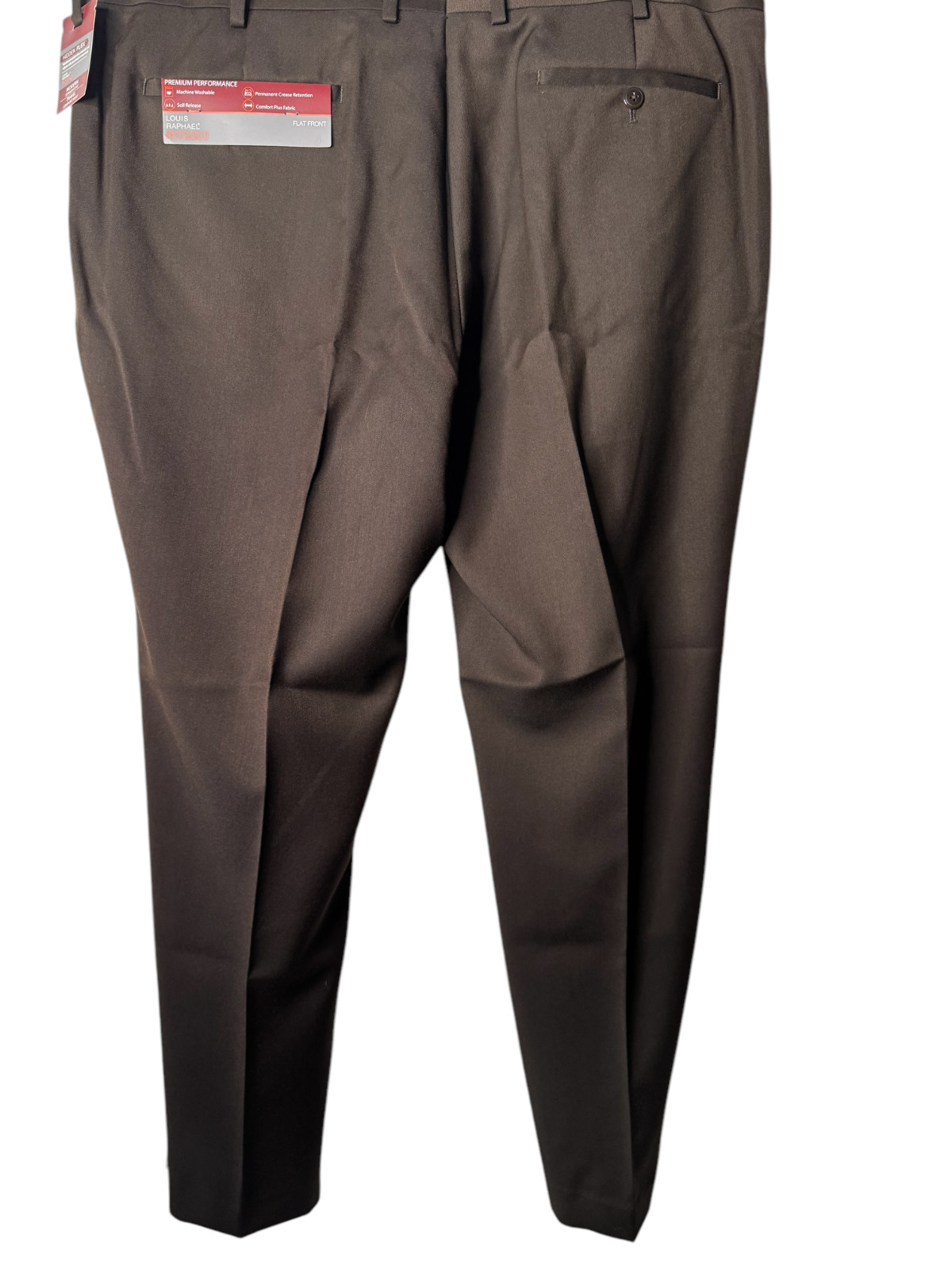 Louis Raphael Rosso Brown Dress Pant Perm Hidden Flex Waistband Size 40×29