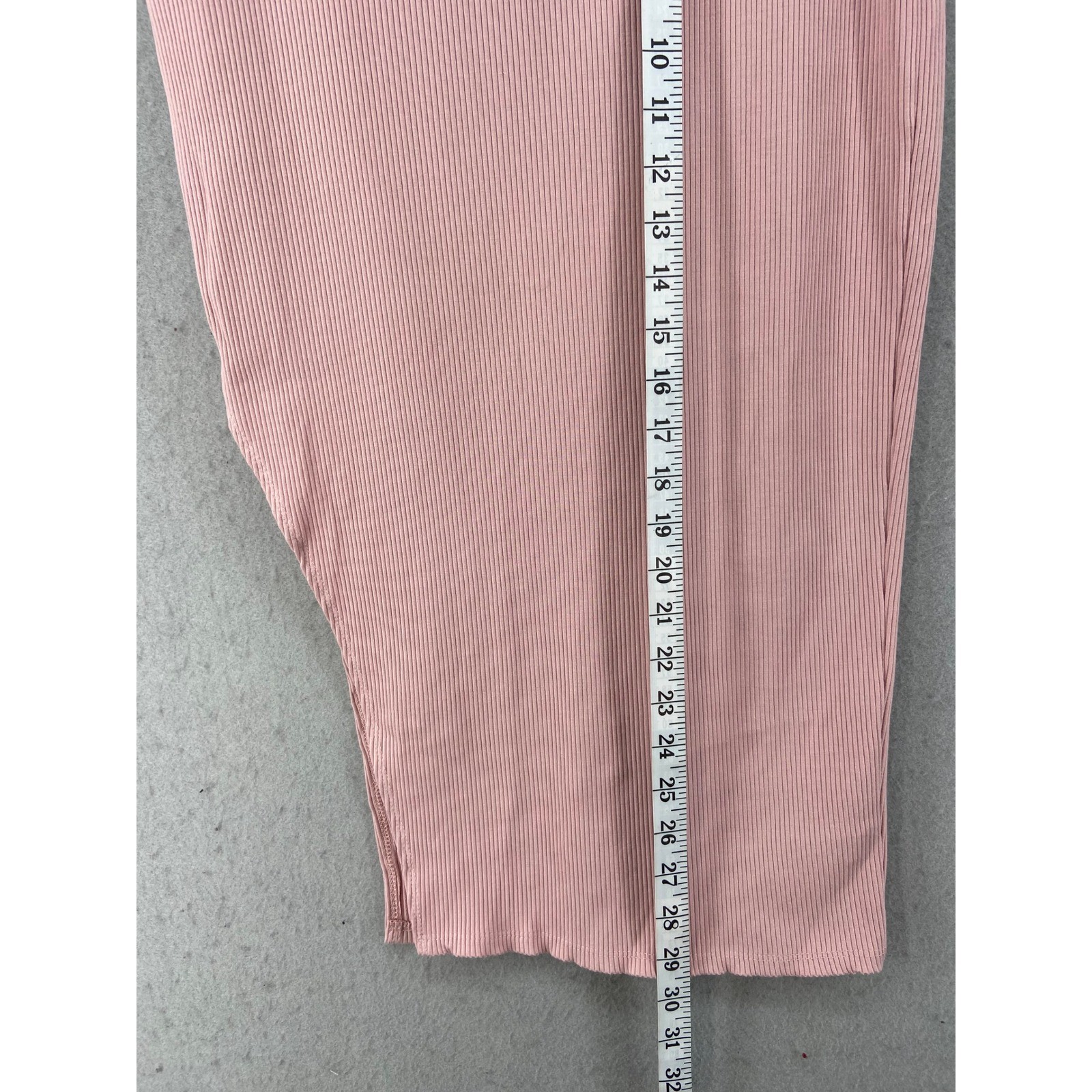 Lulus Skirt Sz XL Ribbed High Waist Midi Skirt Rose Pink Stretch High Slit