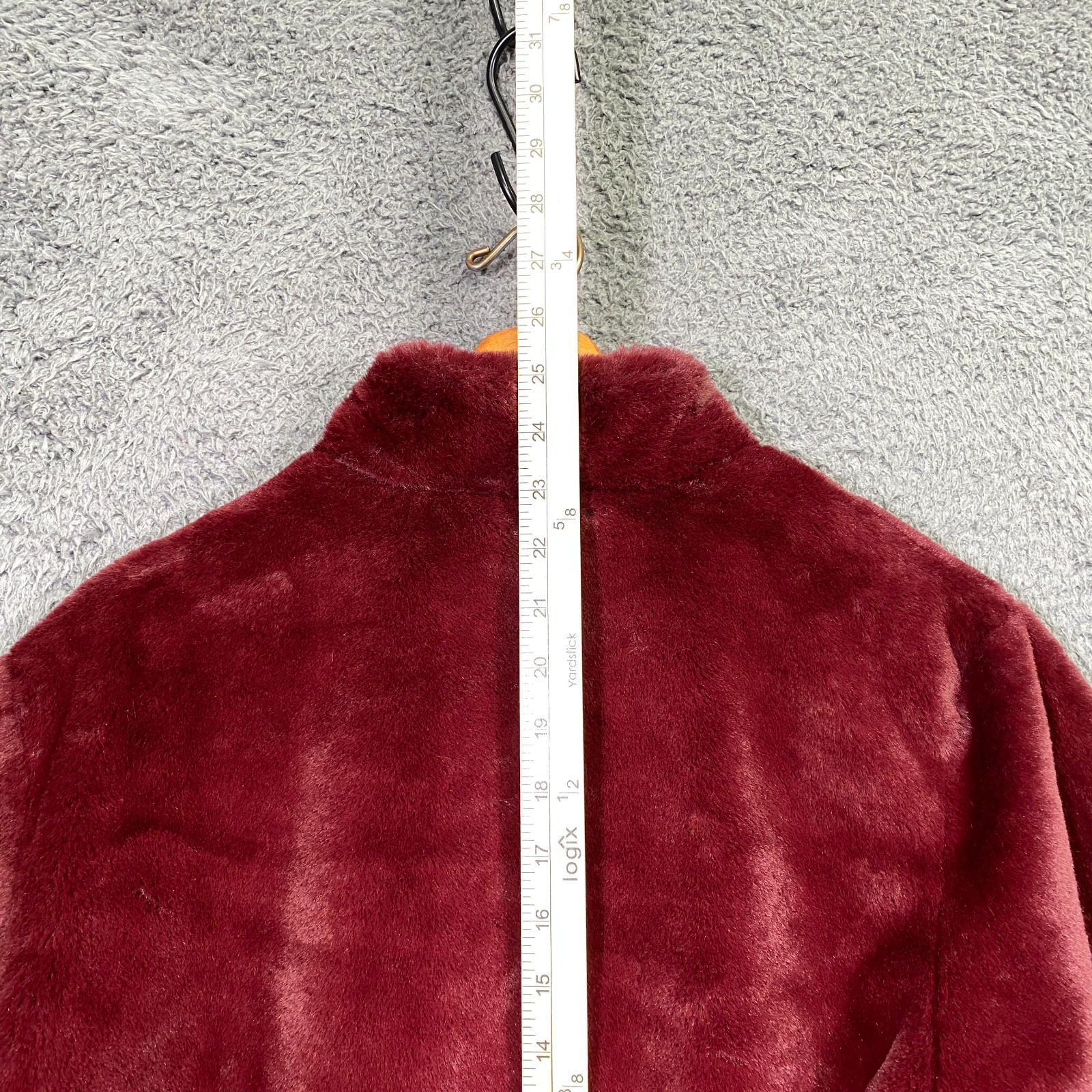 Cynthia Rowley Jacket Bomber M Faux Fur Burgundy Mob Wife Glam Aesthetic