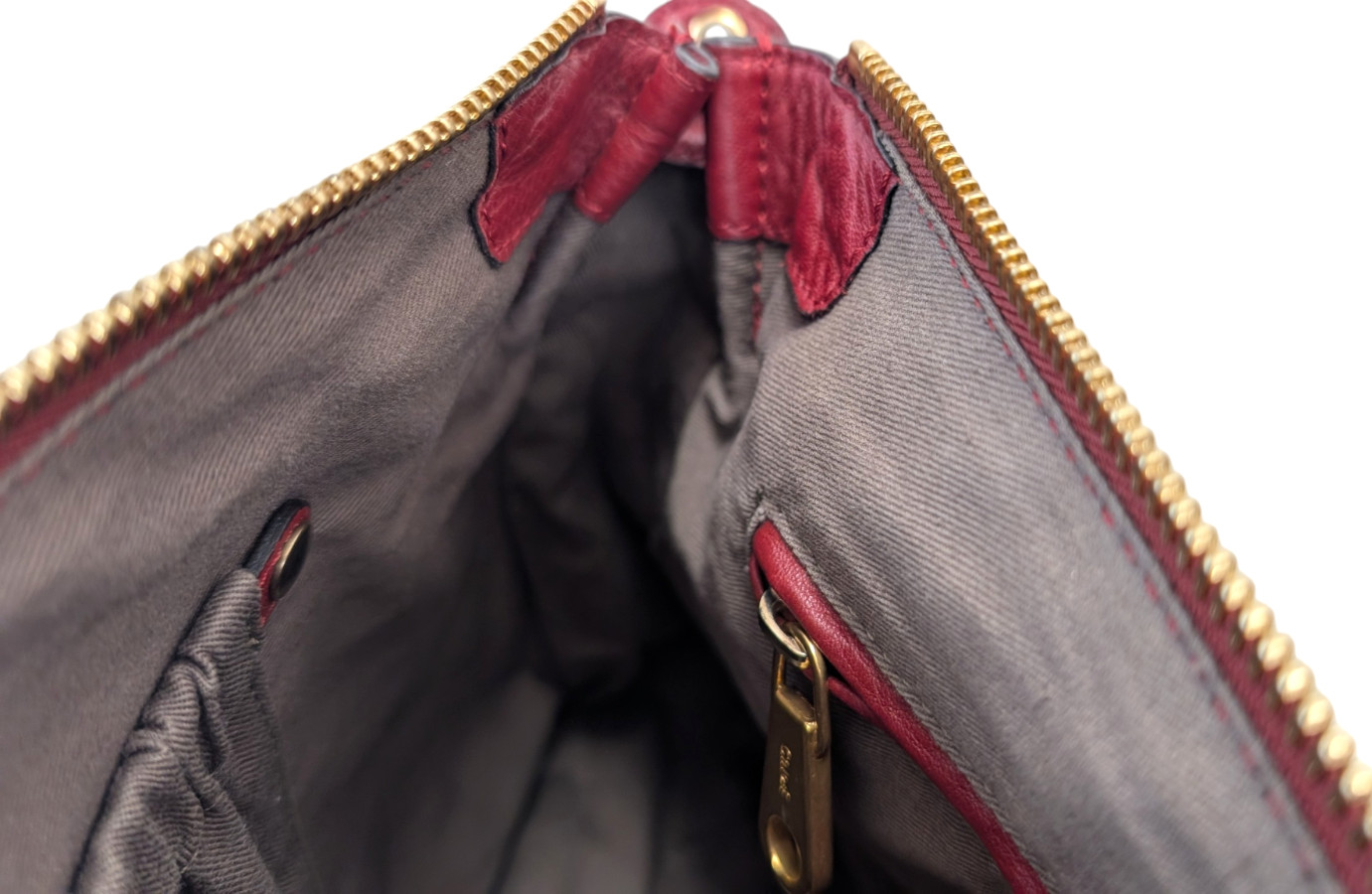 Chloe Marcie Shoulder Hand Bag Leather Red