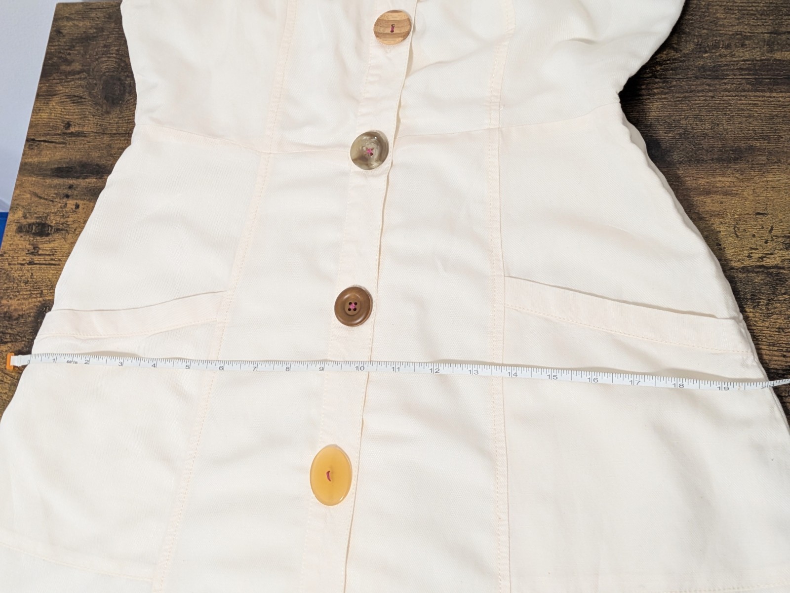 Anthropologie Cream button Front Midi Dress Linen Blend 10 Beachy Cortage Preppy