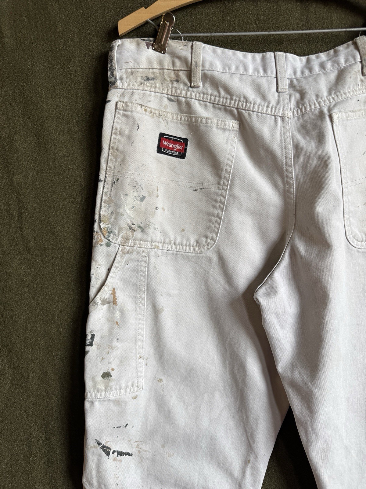 Wrangler Carpenter Distressed Paint Splatter Thrashed Painters Pants 36 x 32