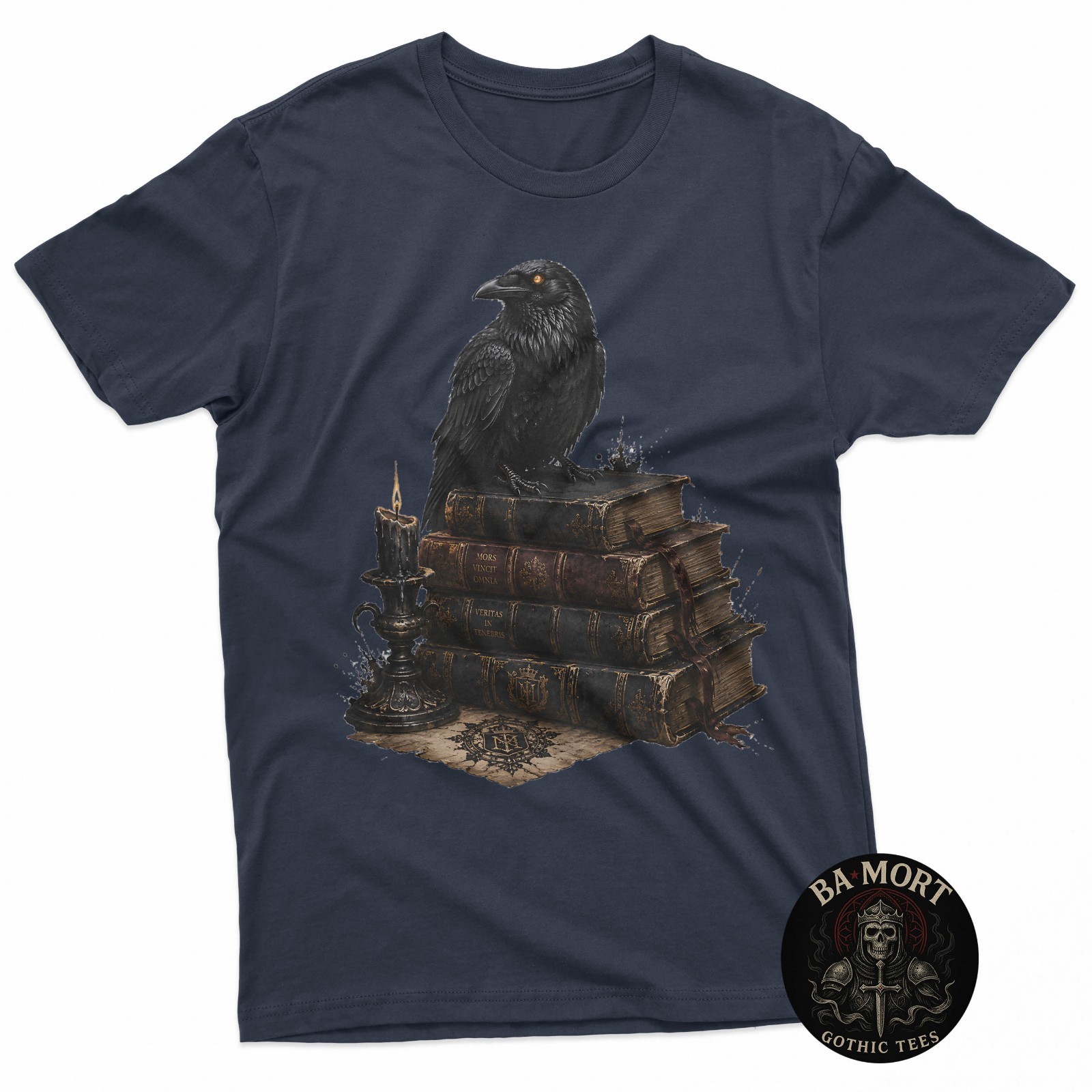 Gothic Raven On Antique Books Dark Academia Occult T-Shirt