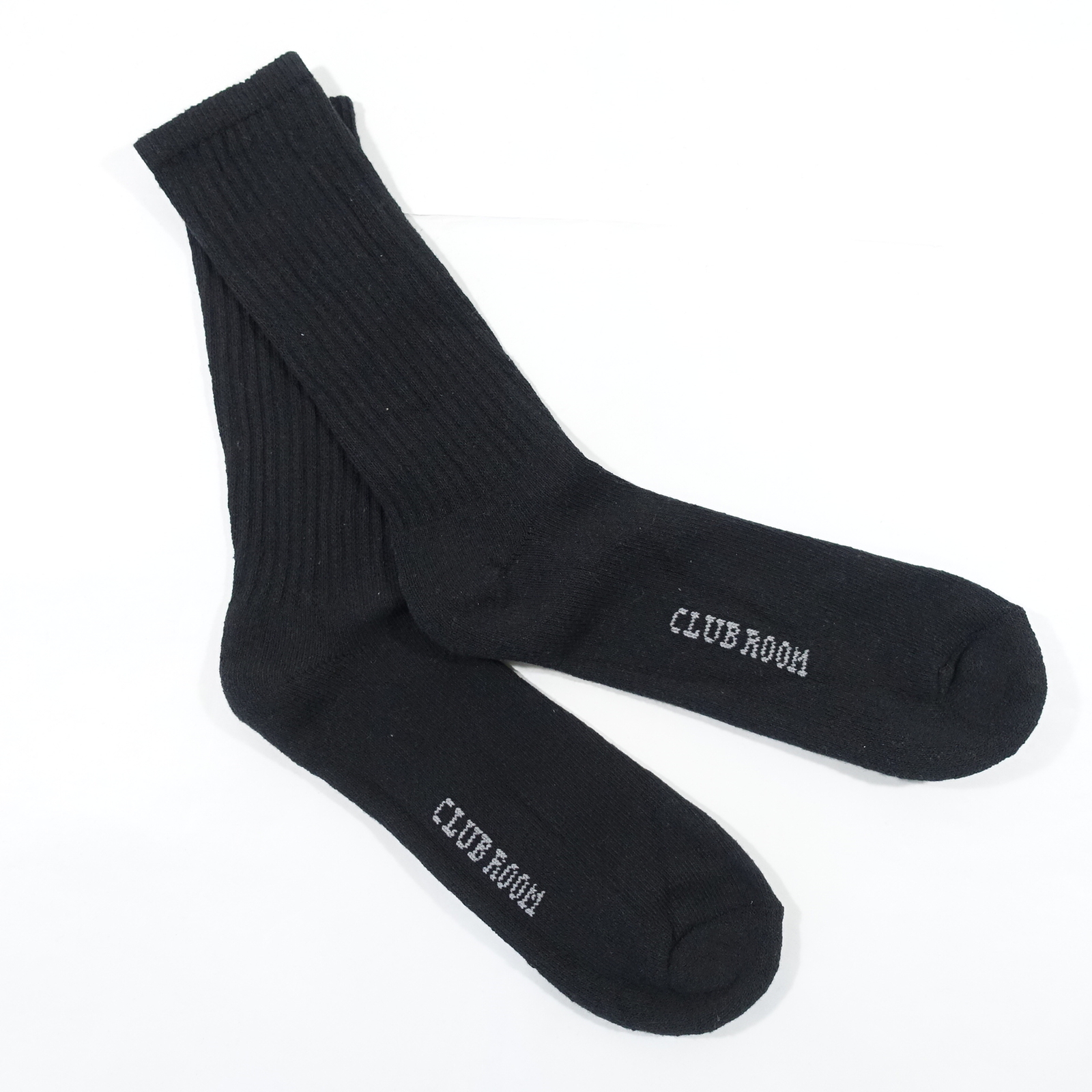 CLUB ROOM BLACK 1 PAIR CUSHIONED SOFT REGULAR CREW SOCKS MENS NEW