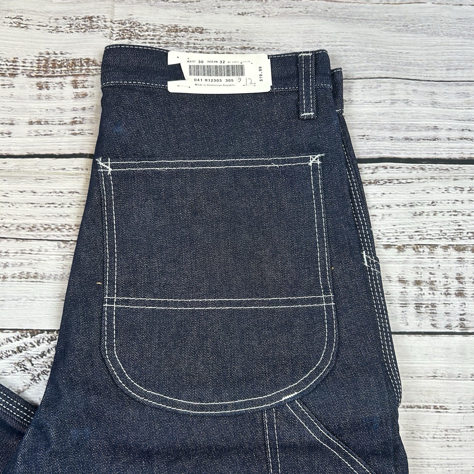 NWT Vintage Sears Roebucks Jeans Mens 30×33 Blue Carpenter Hammer Loop Denim