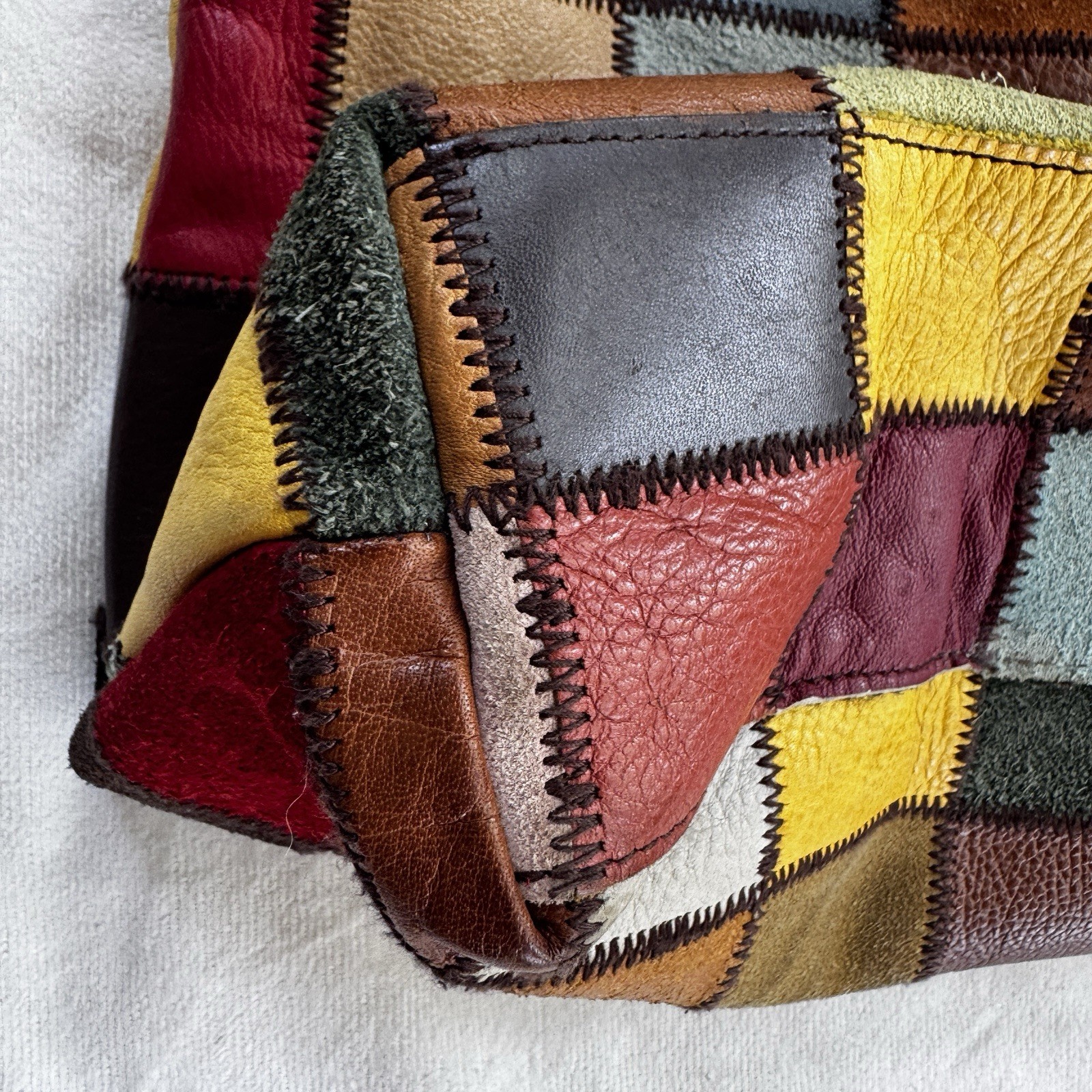 Rare “Ugly Betty” Lucky Brand Patchwork Hobo Leather Bag Y2K Multicolor