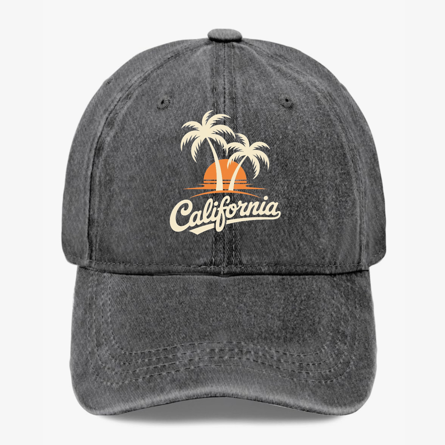 California Hat Palm Tree Sunset Vintage Baseball Cap Summer Beach Hat Adjustable