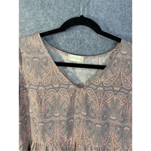 Altardi State Paisley Babydoll Tunic Top Pink Grey Bell Sleeve Aize Small