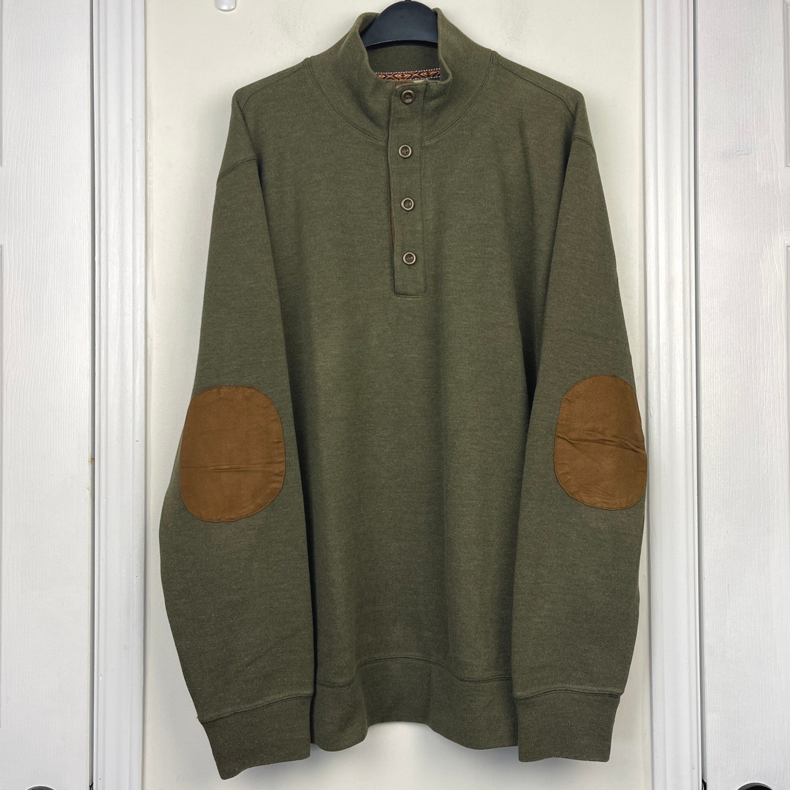 Territory Ahead Mens XLT TALL Green Quarter Zip Pullover Sweater ELBOW PATCHES
