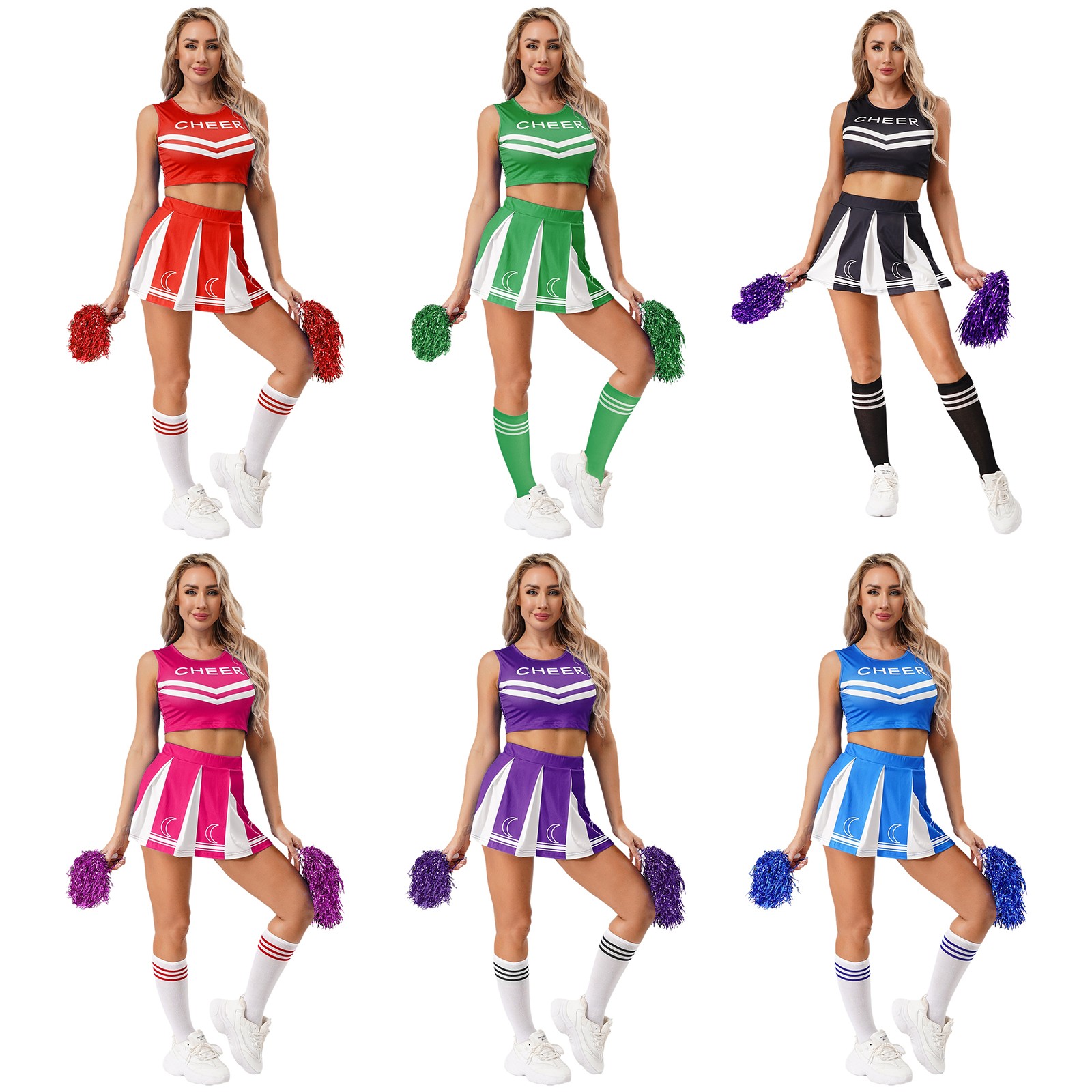 Women’s Cheerleader Costume High School Cheerleading Costume Halloween Dress up