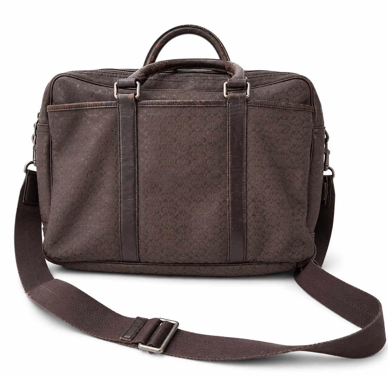 Patina vibe Coach Briefcase Brown CC Monogram Print PVC Messenger Bag unisex