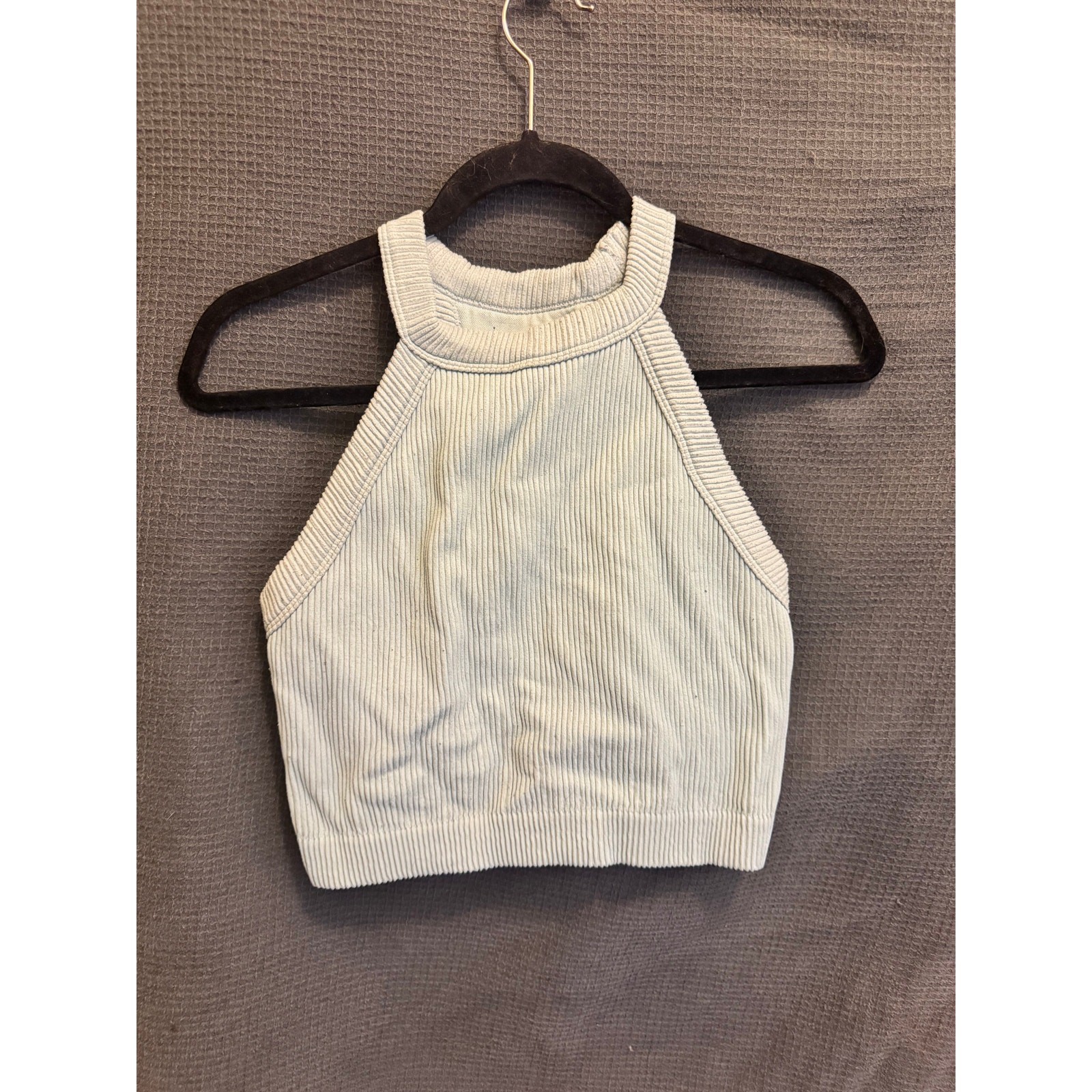 Aerie Superchill Seamless High Neck Bra Top Sterling Blue (discontinued style)
