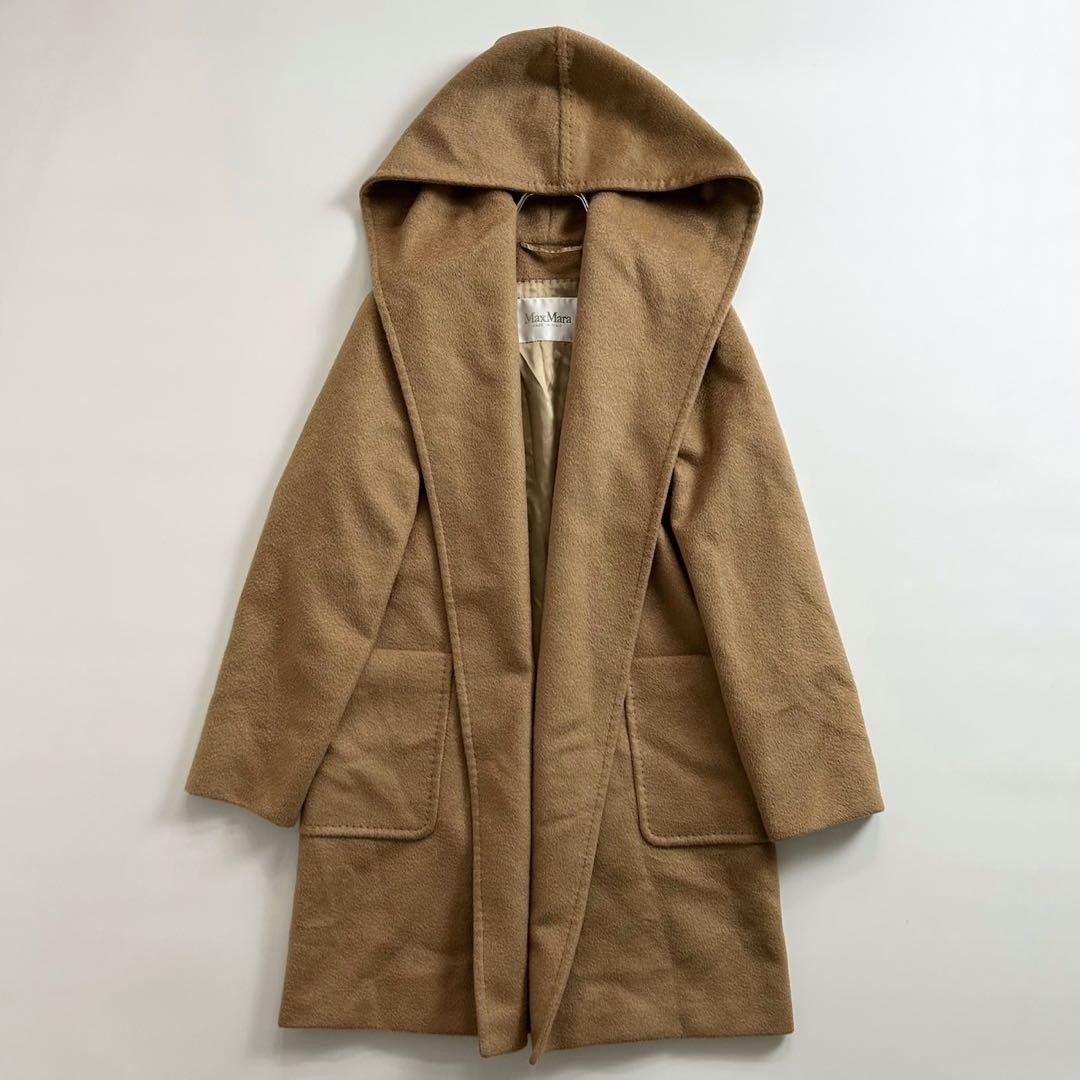 Max Mara hooded coat for women, camel hair, camel color, size S